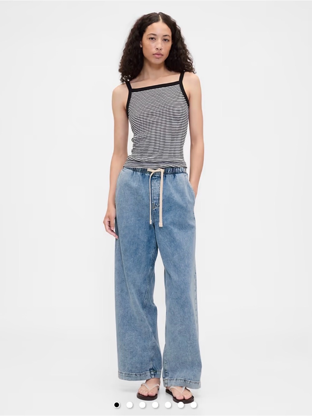 Gap High Rise Pull-On Wide-Leg Jeans in Light Wash
